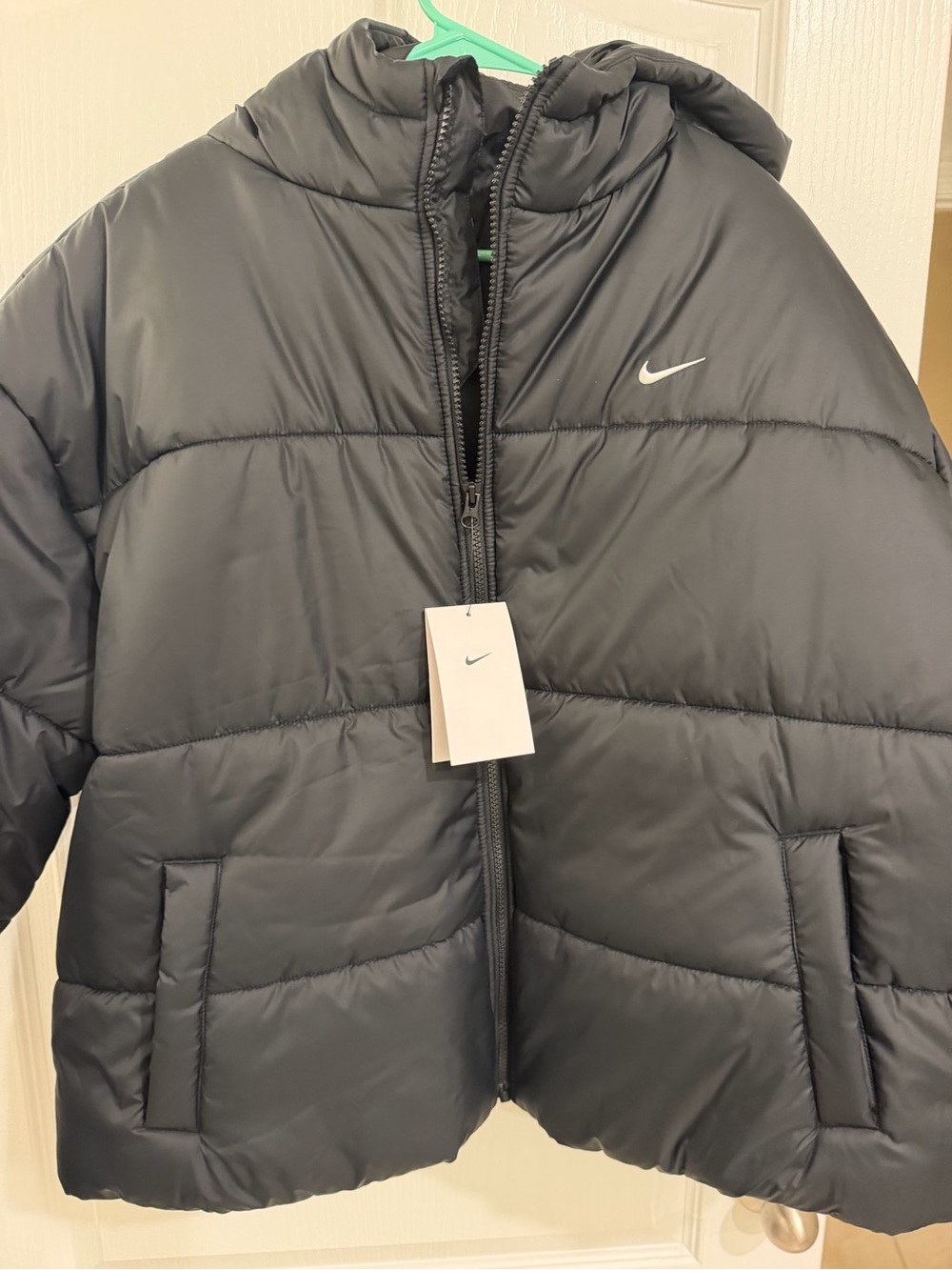 Nike Women's Dark Gray Hooded Puffer Jacket